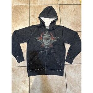 Vintage Billabong‎ Zip Up Hoodie Grunge Skull Cybergoth y2k 2000s Emo Skater